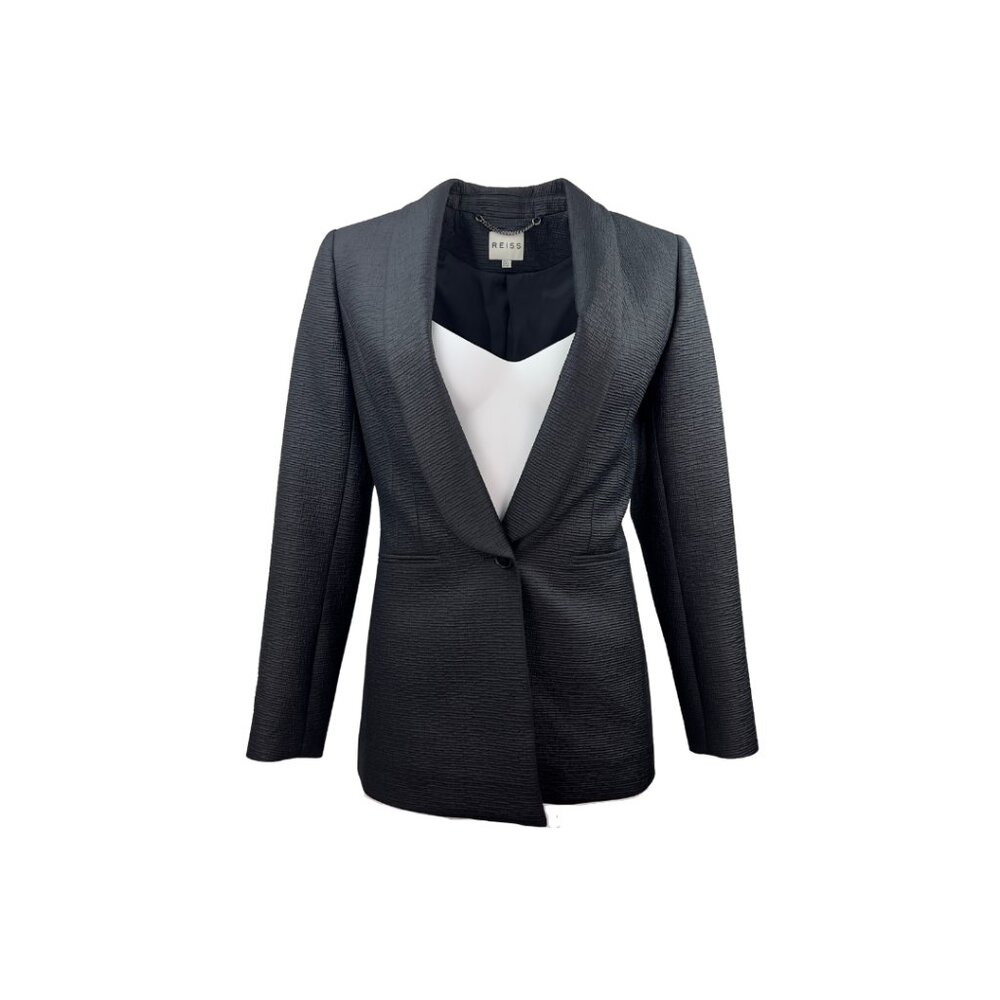 Reiss Black Textured And Tailored Blazer